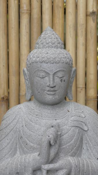Product image 3 of the product “Seated Buddha made of Riverstone in Dharmachakra gesture of wheel of the teaching of the Dharma, H. 80cm. ”